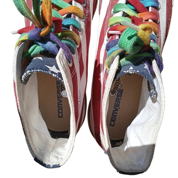 Vintage Chuck Taylor High Top Converse Stars & Stripe Patriotic Flag USA Size 11 - Picture 6 of 10